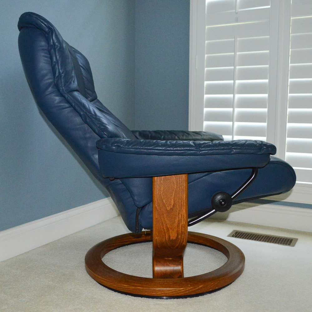 "Stressless" Leather Lounger With Ottoman by Ekornes