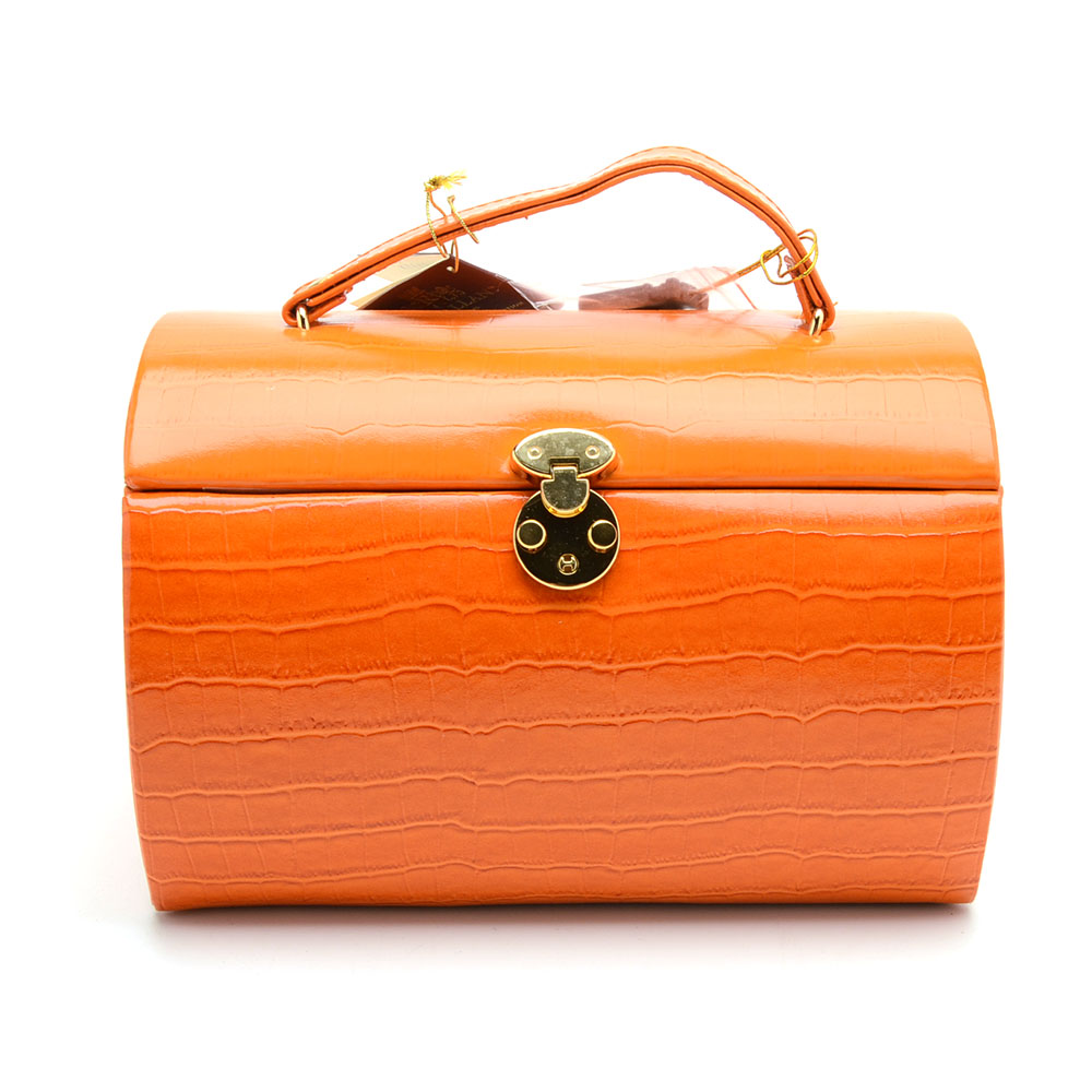 Orange Patent Leather Jewelry Case
