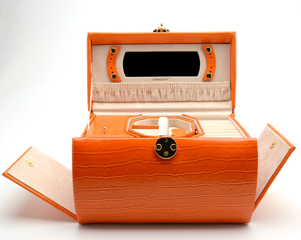 Orange Patent Leather Jewelry Case