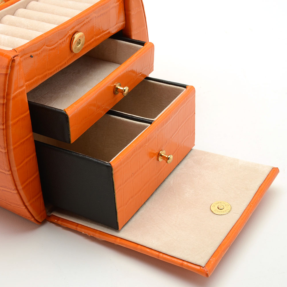 Orange Patent Leather Jewelry Case