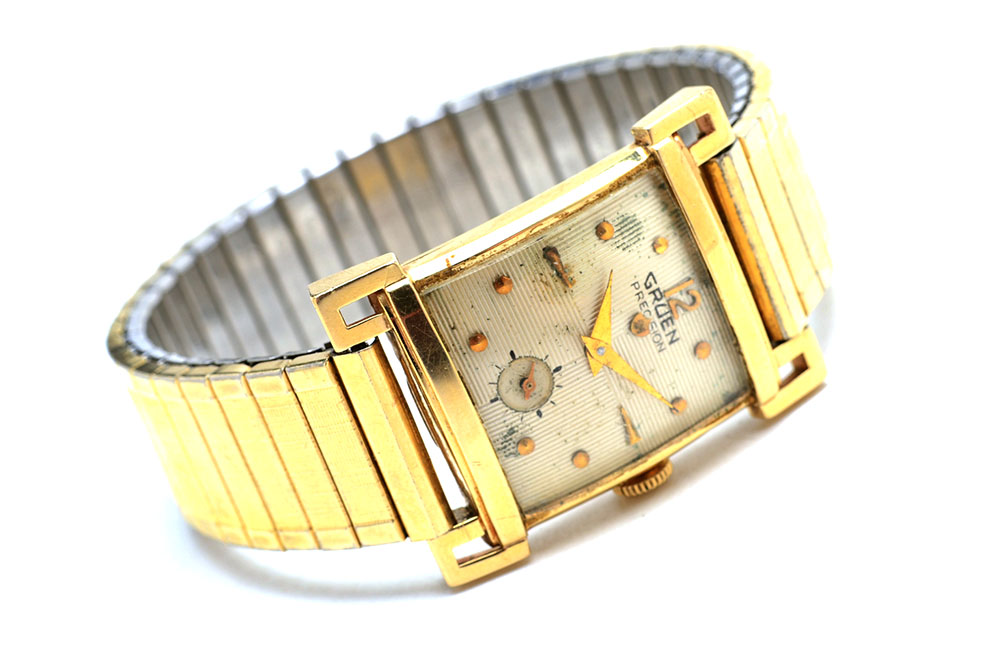 Mid Century 14K Yellow Gold Gruen Precision Watch