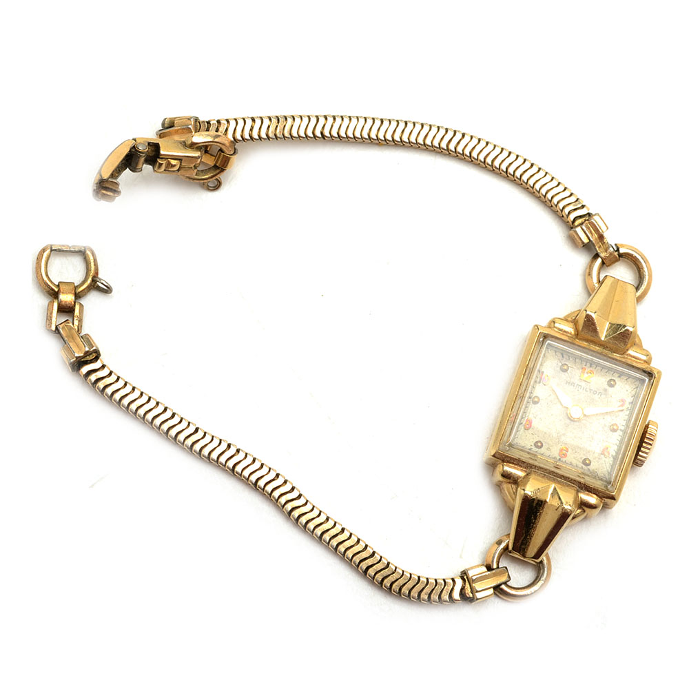 Vintage 14K Yellow Gold Hamilton Watch
