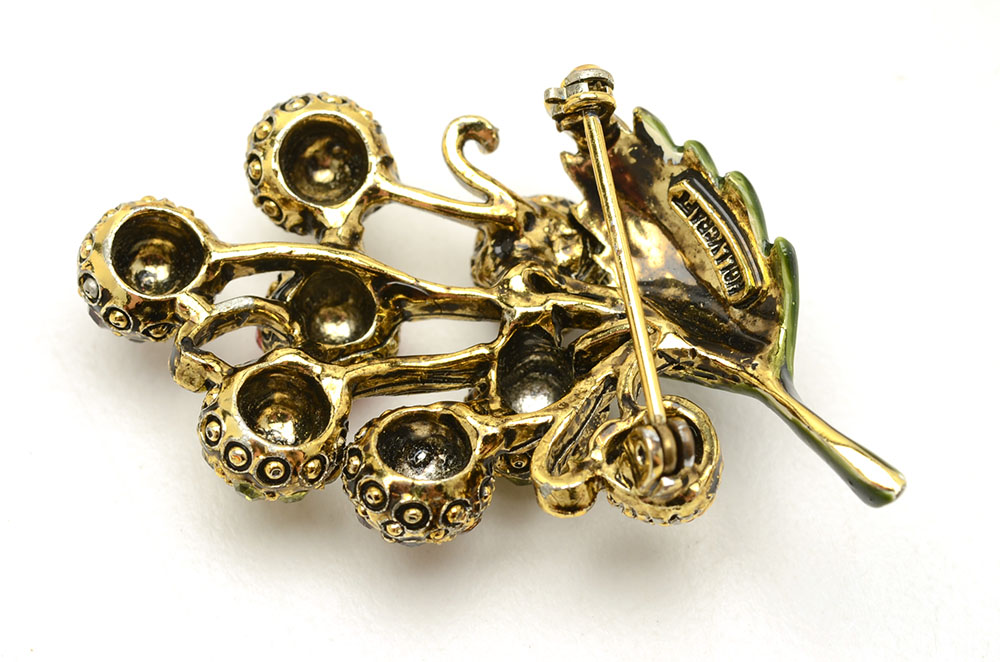 Vintage Coro "Royal Key" Brooch and Hollycraft Floral Brooch