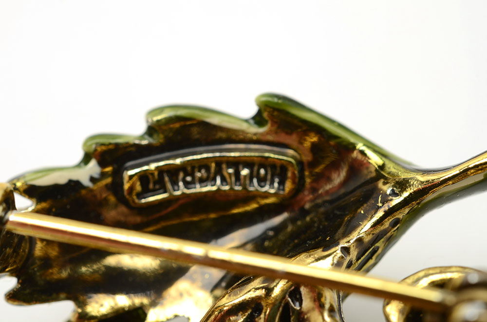 Vintage Coro "Royal Key" Brooch and Hollycraft Floral Brooch