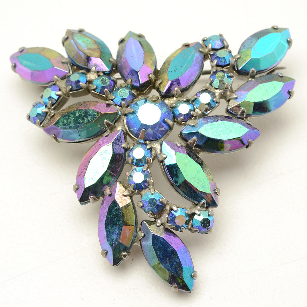 Three Vintage Rhinestone Costume Brooches