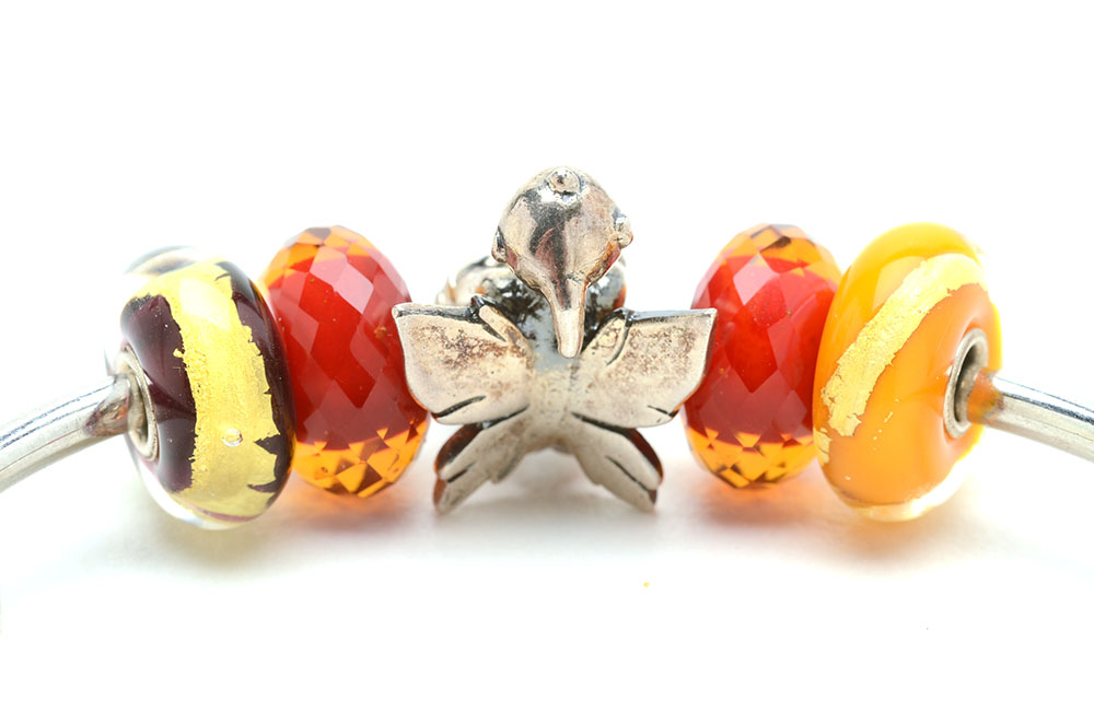 Sterling and Glass Trollbeads Including Fantasy Elf on Bracelets