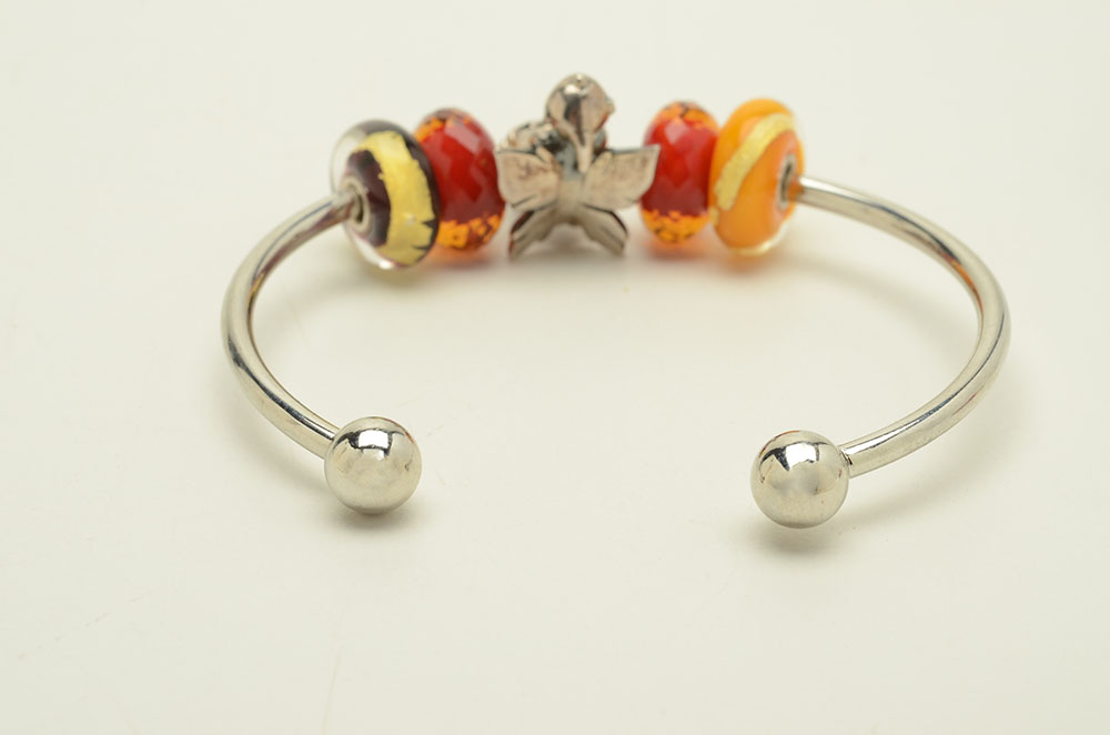 Sterling and Glass Trollbeads Including Fantasy Elf on Bracelets