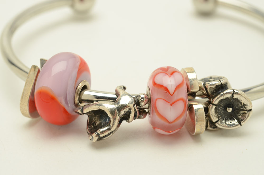 Sterling and Glass Trollbeads Including Fantasy Elf on Bracelets