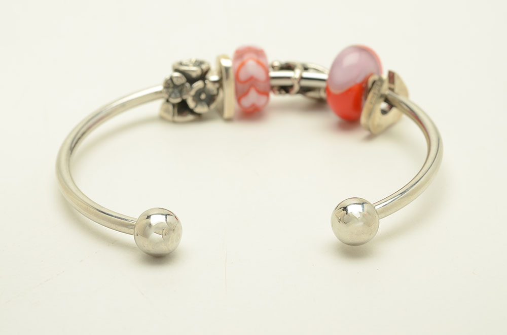 Sterling and Glass Trollbeads Including Fantasy Elf on Bracelets