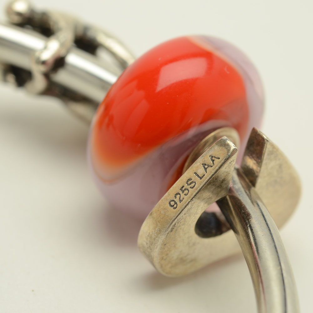 Sterling and Glass Trollbeads Including Fantasy Elf on Bracelets