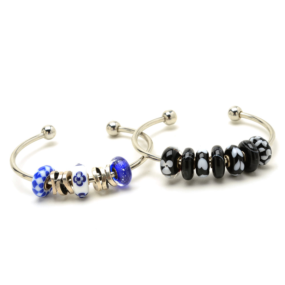 Glass and Sterling Trollbeads on Silver Tone Bracelets