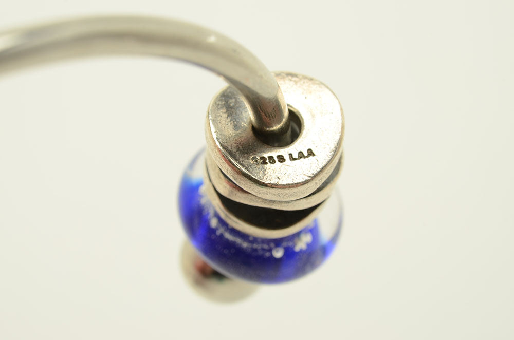 Glass and Sterling Trollbeads on Silver Tone Bracelets