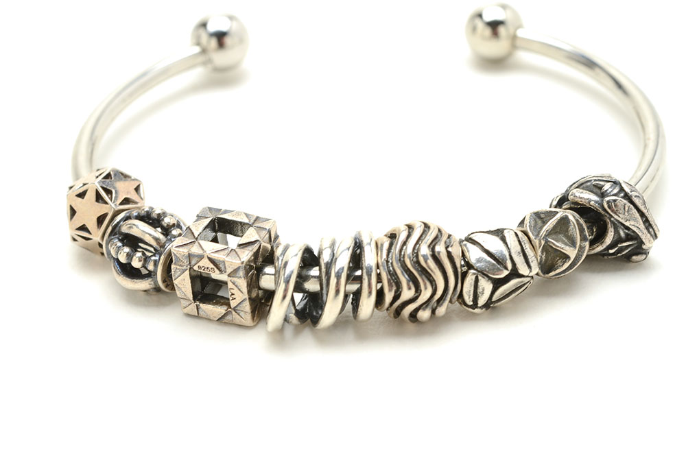 Trollbeads Sterling Charm Beads on Silver Tone Bracelets
