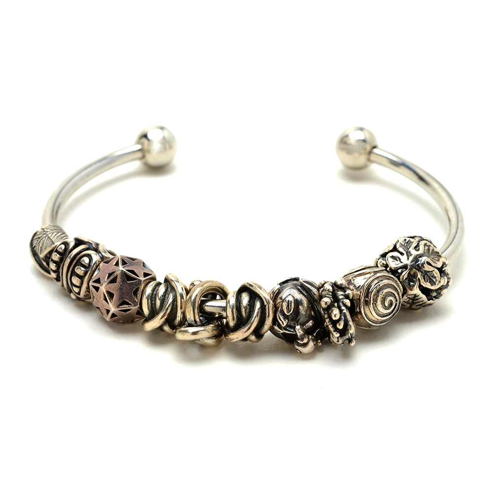 Trollbeads Sterling Charm Beads on Silver Tone Bracelets