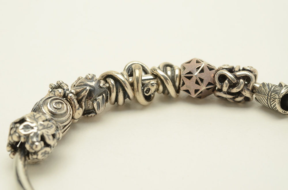 Trollbeads Sterling Charm Beads on Silver Tone Bracelets