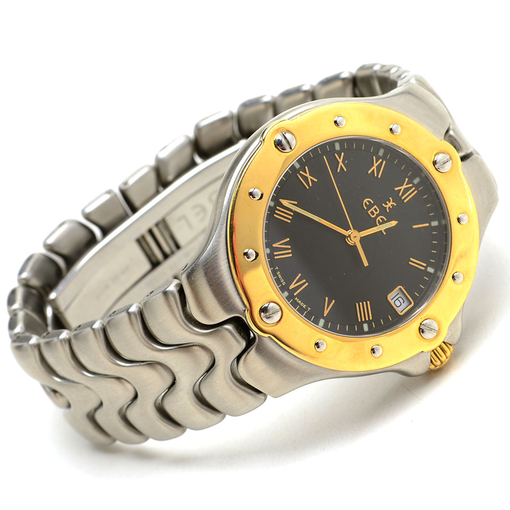 Ebel Sportwave Watch with 18K Yellow Gold Bezel