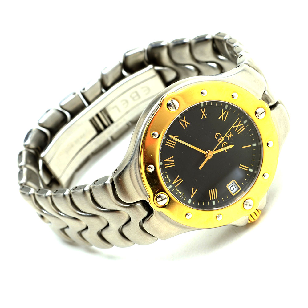 Ebel Sportwave Watch with 18K Yellow Gold Bezel