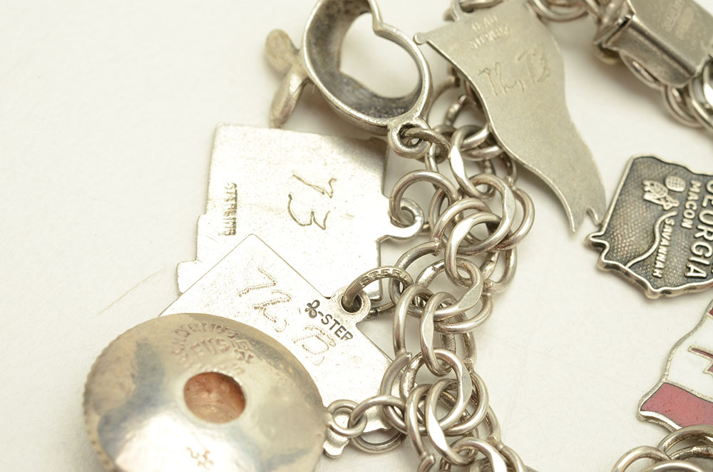 Vintage Krementz Sterling Charm Bracelet and Sterling Earrings