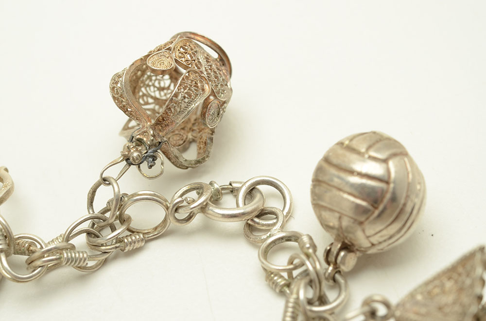 Vintage Sterling Bracelet with Filigree Charms