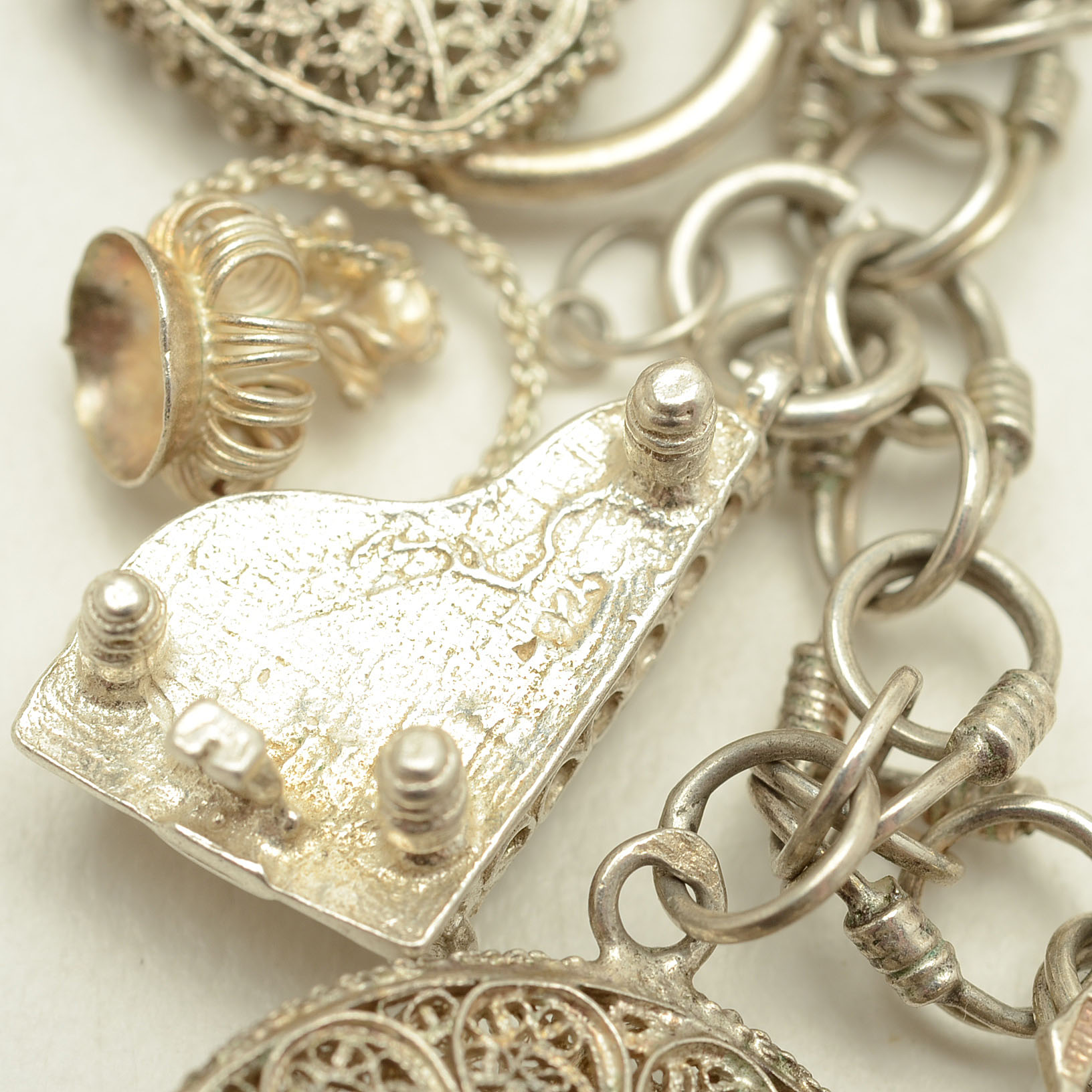 Vintage Sterling Bracelet with Filigree Charms