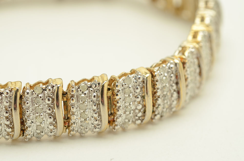 Sterling Silver Diamond Segmented Link Bracelet