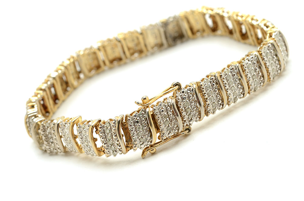 Sterling Silver Diamond Segmented Link Bracelet