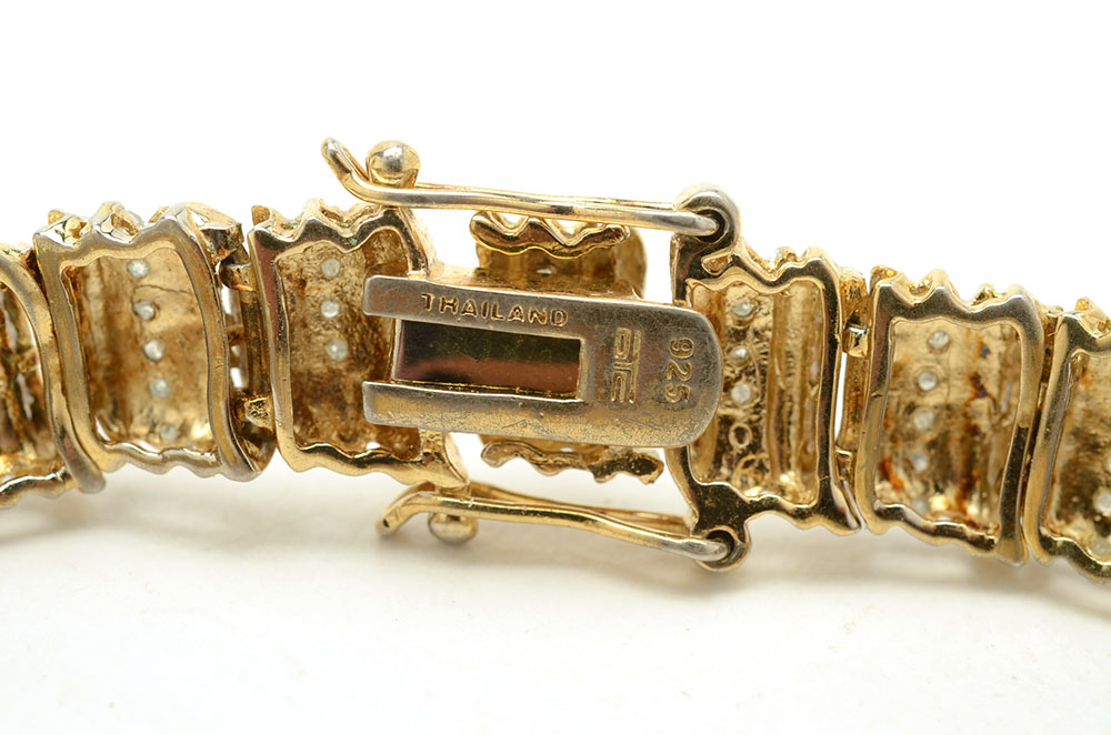 Sterling Silver Diamond Segmented Link Bracelet