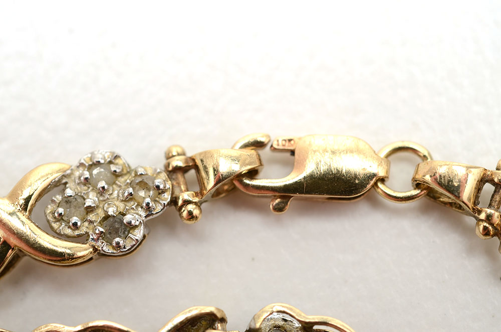 10K Yellow and White Gold Diamond Bracelet