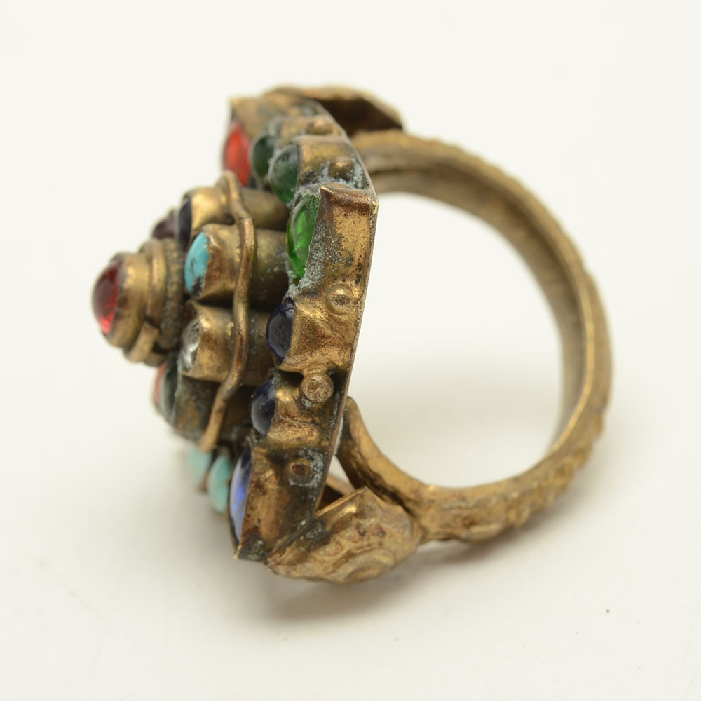 Vintage Warner Bracelet and Costume Ring with Glass Stones