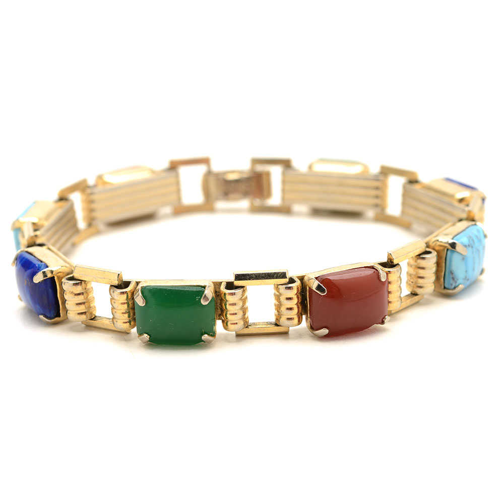 Vintage Warner Bracelet and Costume Ring with Glass Stones