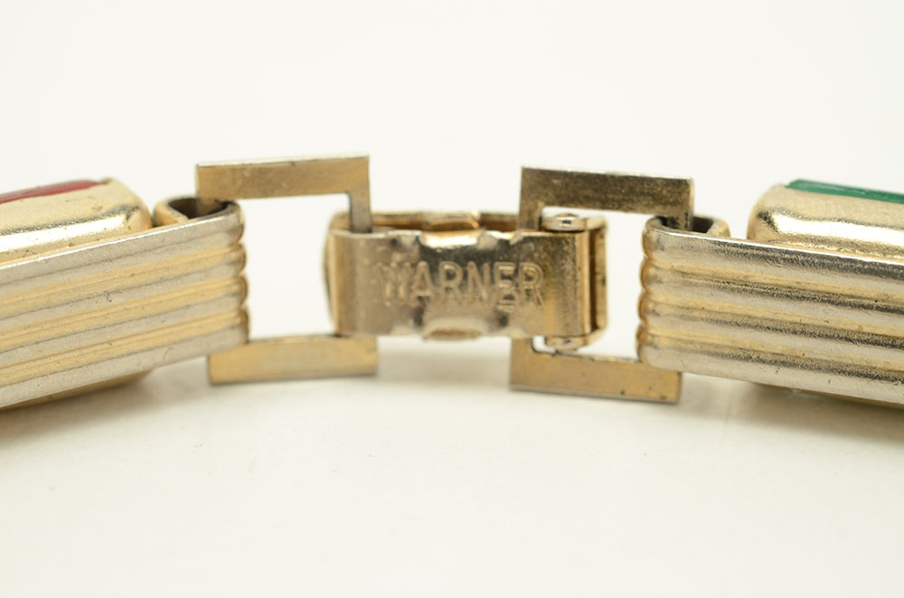 Vintage Warner Bracelet and Costume Ring with Glass Stones