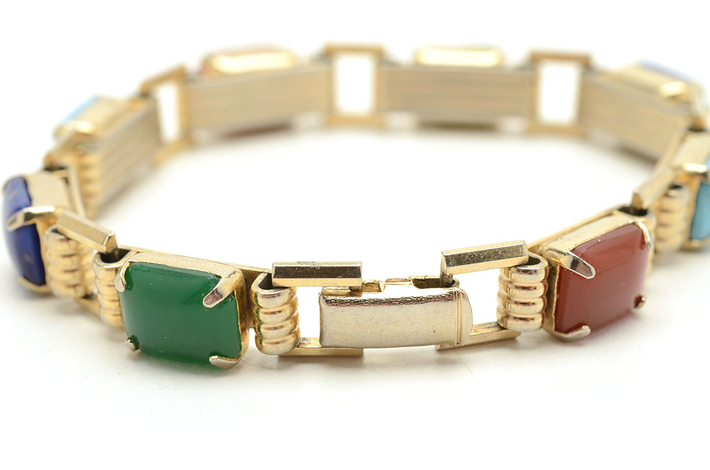 Vintage Warner Bracelet and Costume Ring with Glass Stones