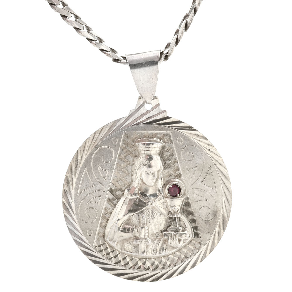 Sterling St. Barbara Medallion on Sterling Chain