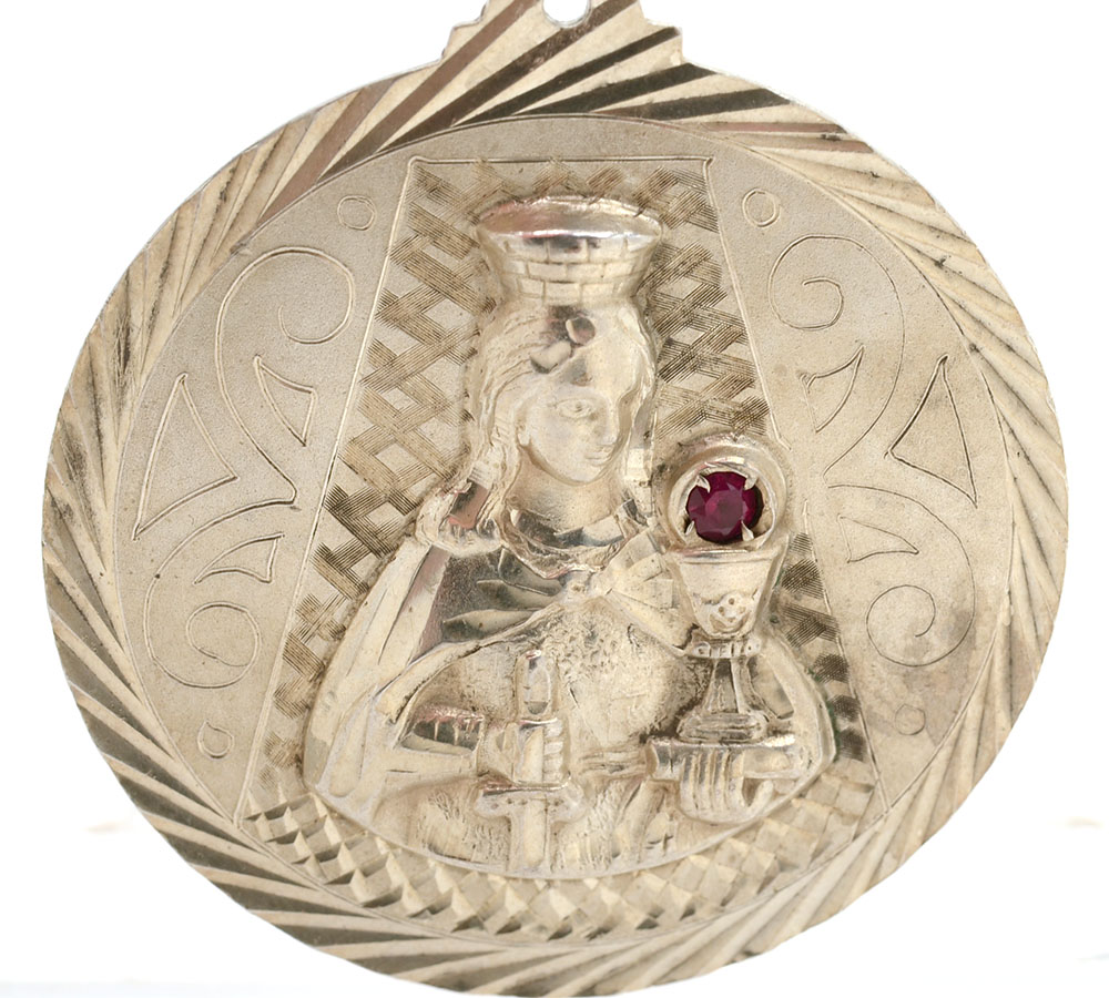 Sterling St. Barbara Medallion on Sterling Chain