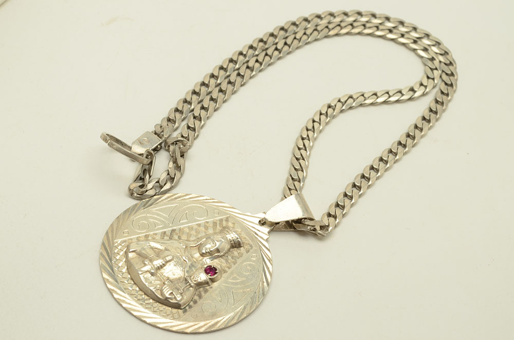 Sterling St. Barbara Medallion on Sterling Chain