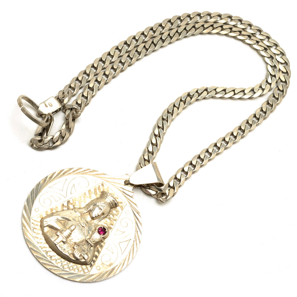 Sterling St. Barbara Medallion on Sterling Chain
