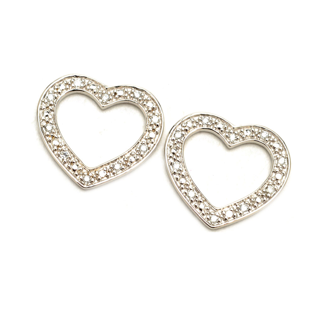 Kate McCullar 14K White Gold Diamond Heart Shaped Earring Jackets