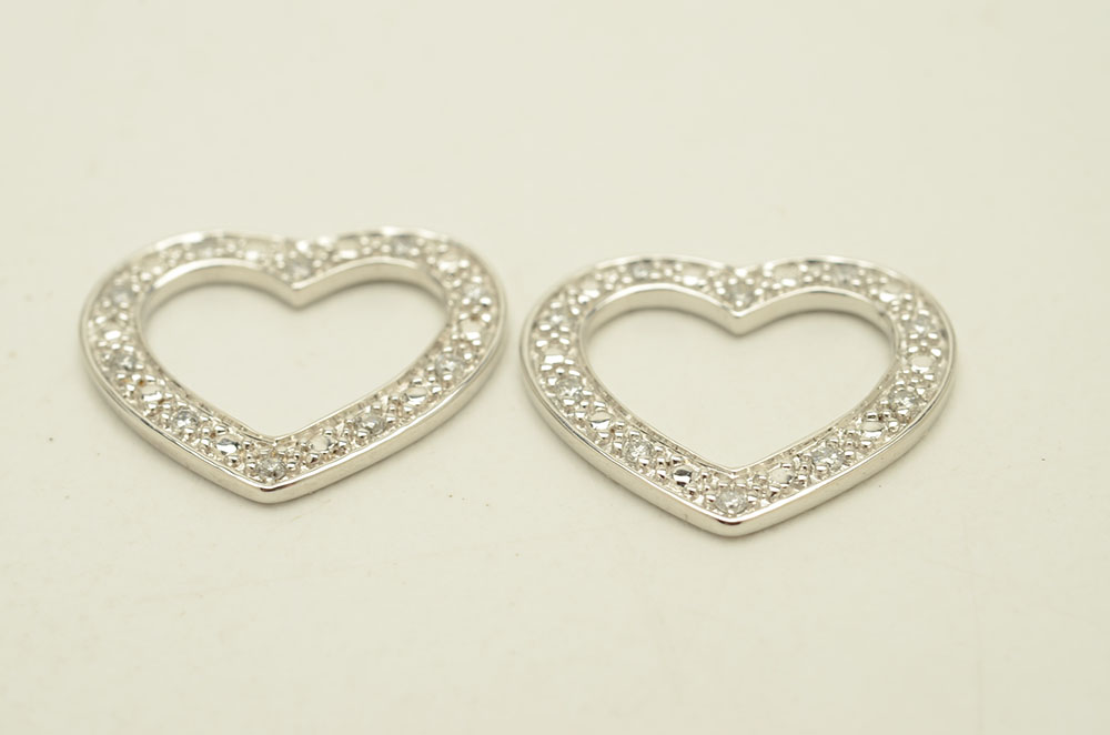 Kate McCullar 14K White Gold Diamond Heart Shaped Earring Jackets