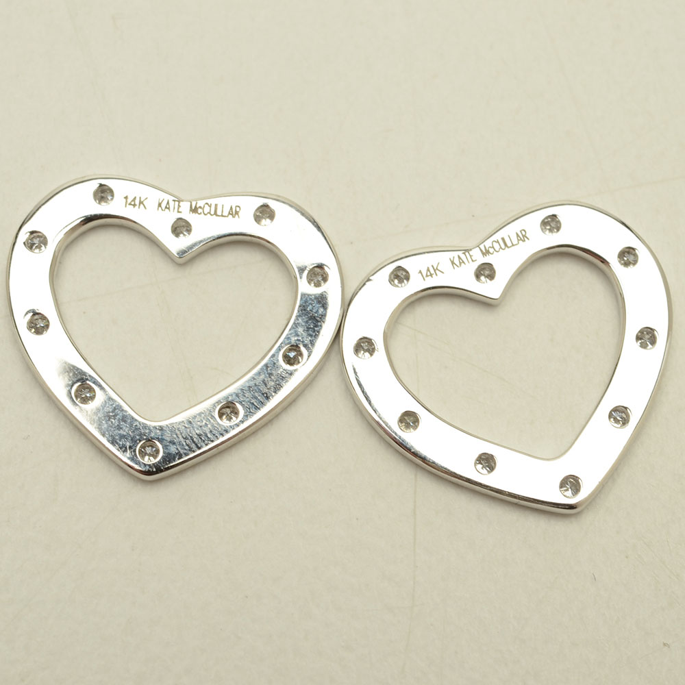 Kate McCullar 14K White Gold Diamond Heart Shaped Earring Jackets