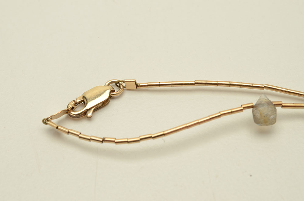 Gold Filled Necklace with Labradorite and Fluorite Beads