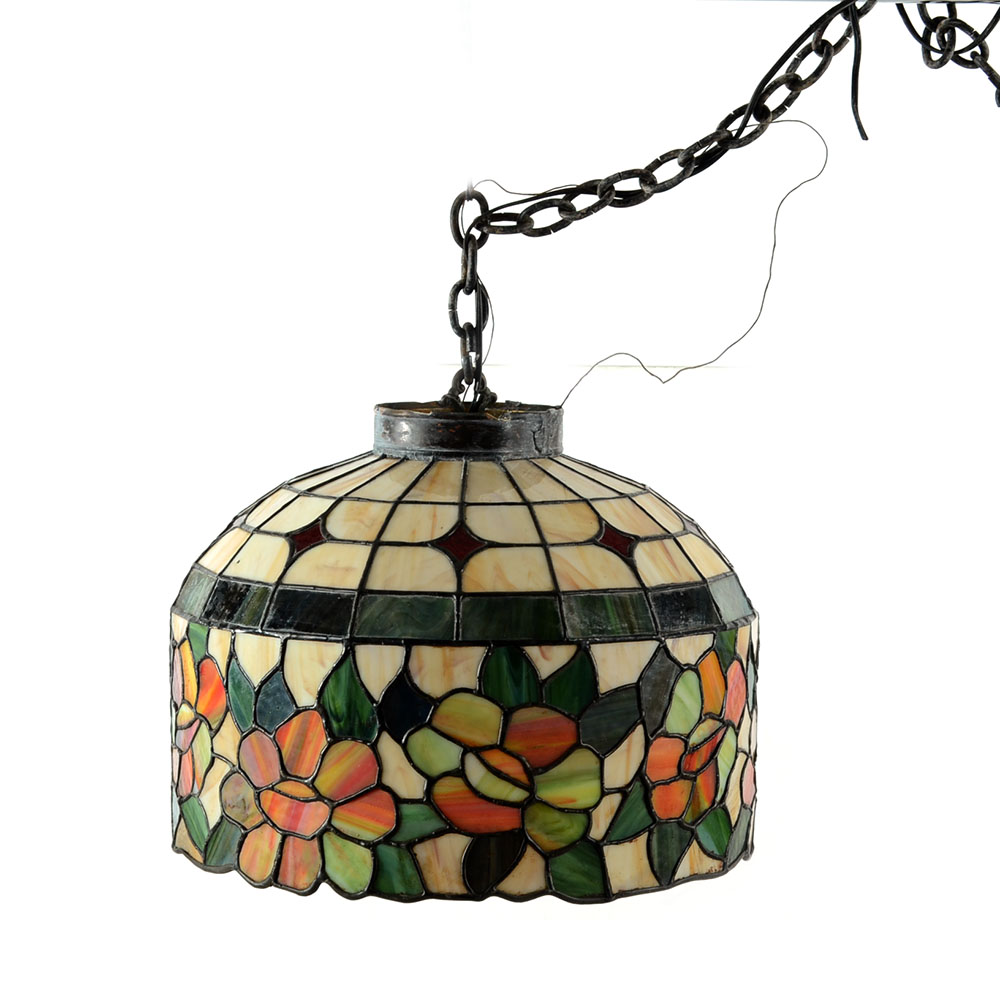 Vintage Stained Glass Hanging Fixture