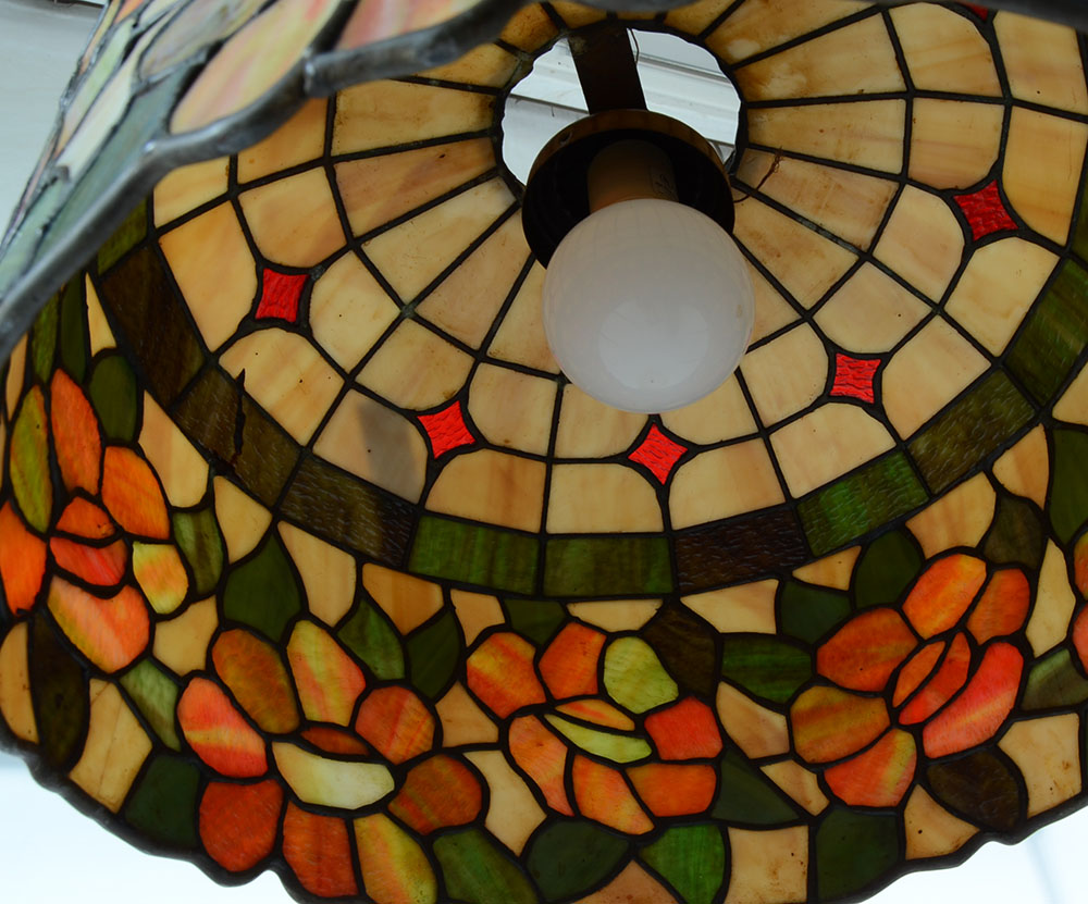 Vintage Stained Glass Hanging Fixture