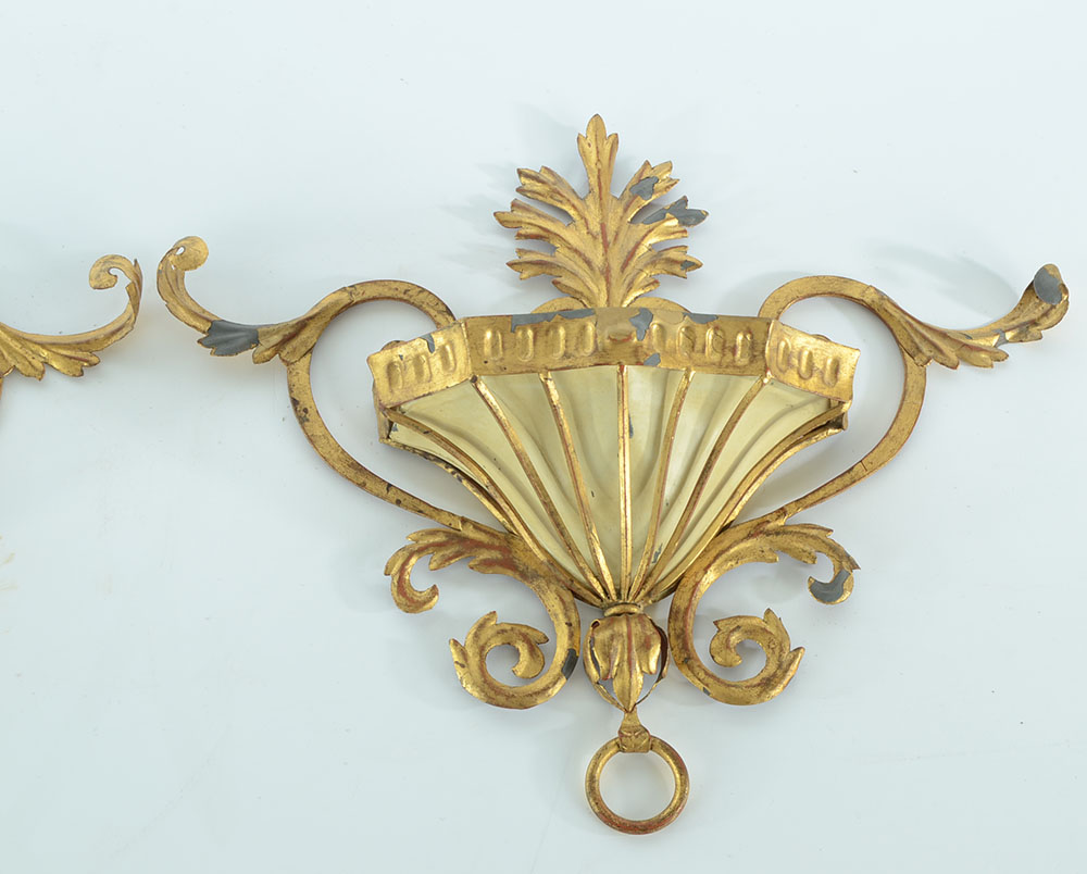 Pair of Italian Gilt Metal Wall Planters