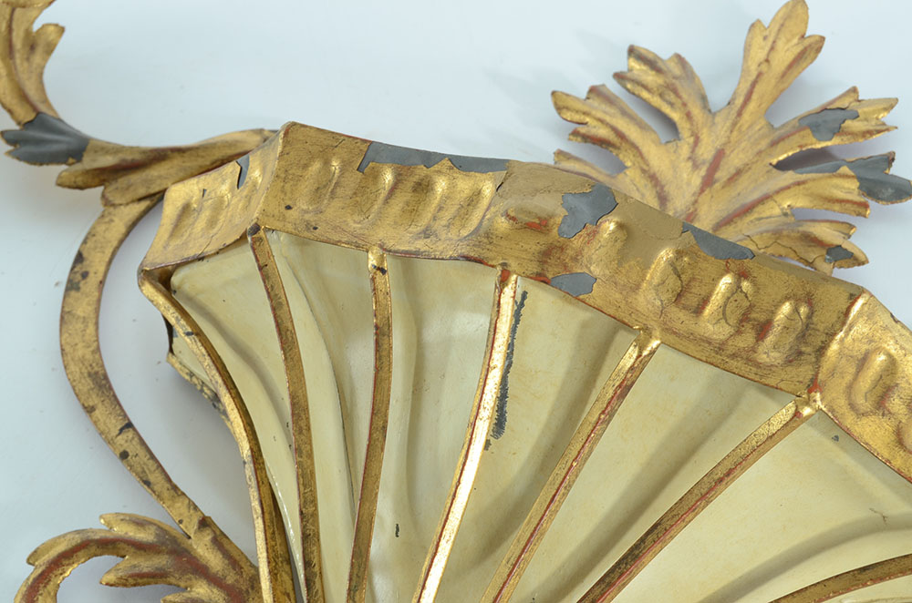 Pair of Italian Gilt Metal Wall Planters