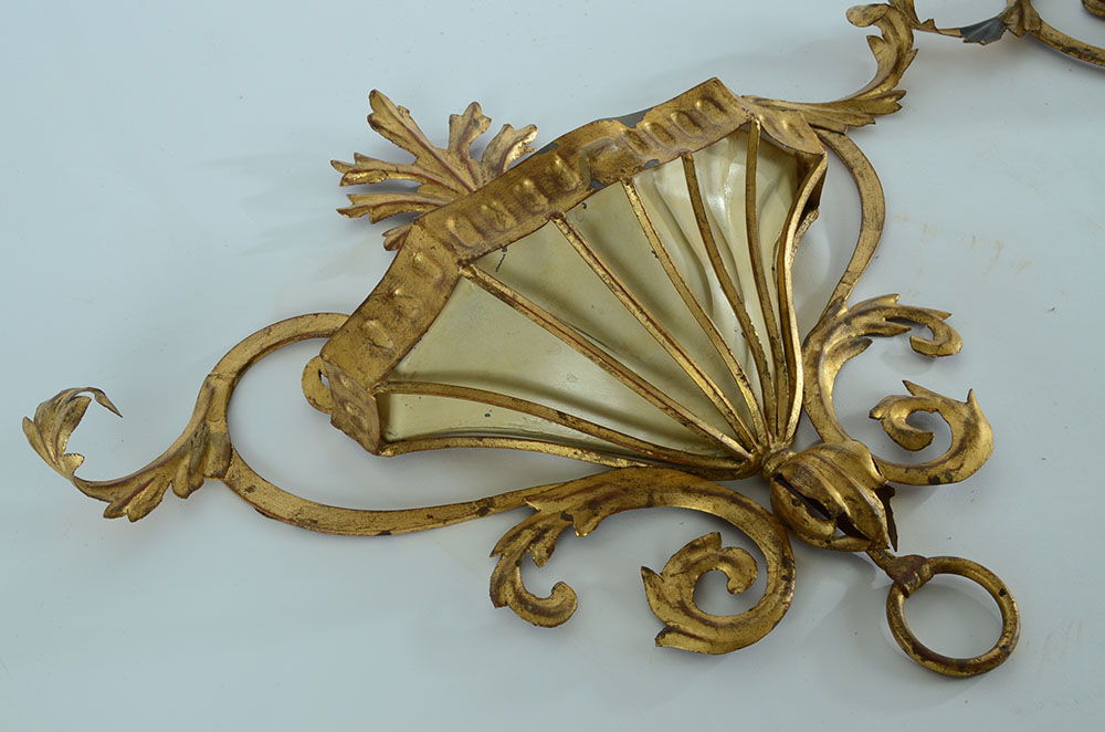 Pair of Italian Gilt Metal Wall Planters