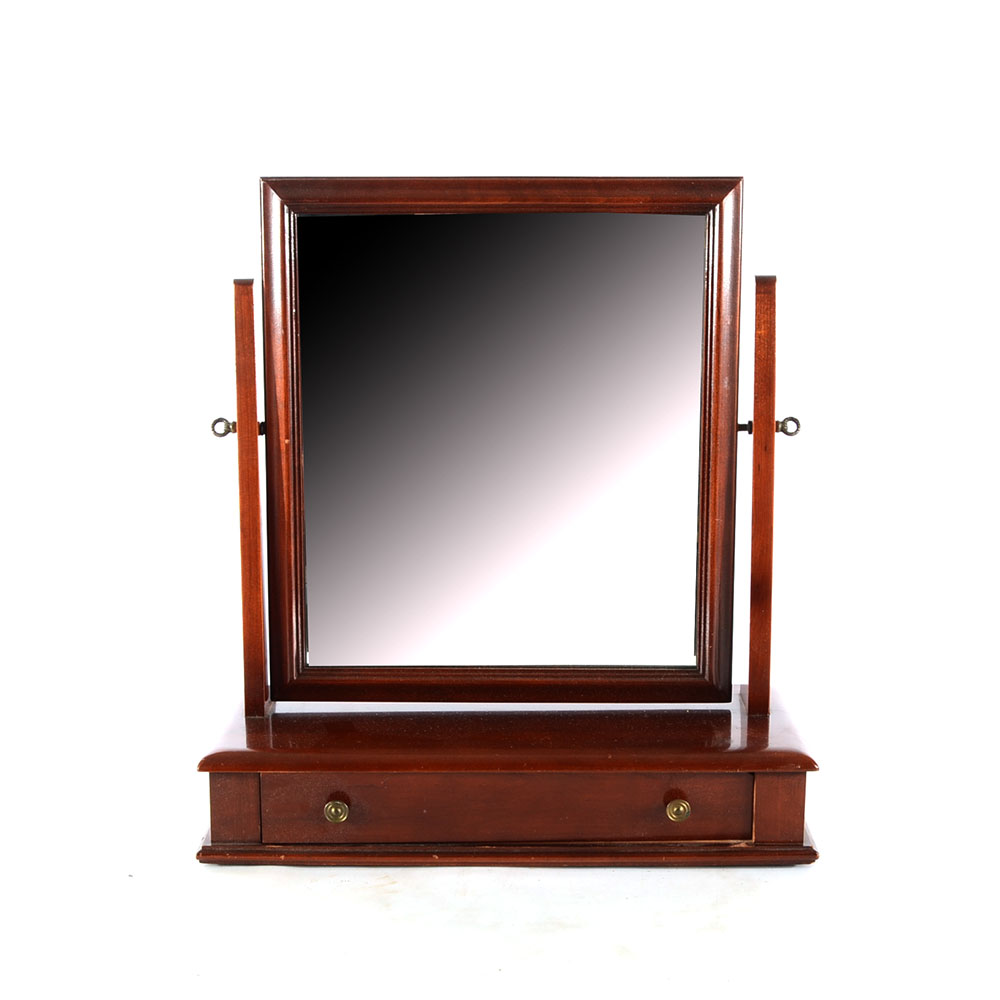 Cherry Shaving Mirror with Drawer