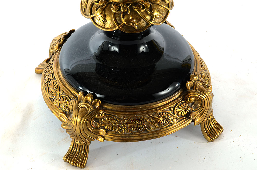 Decorative Black Ceramic and Ormolu Covered Urn