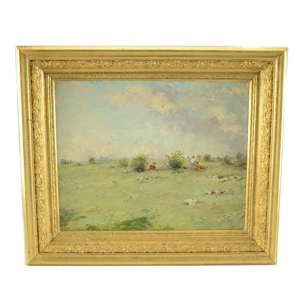 Original Mid-Century Acrylic Painting on Canvas