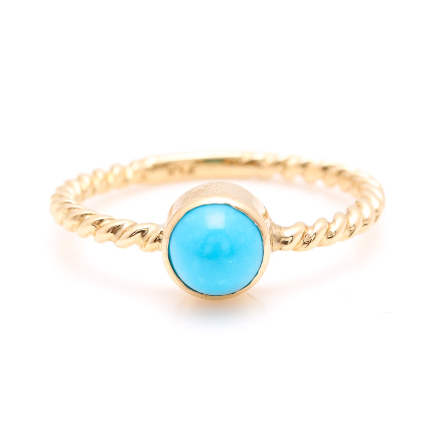 14K Yellow Gold Turquoise Ring