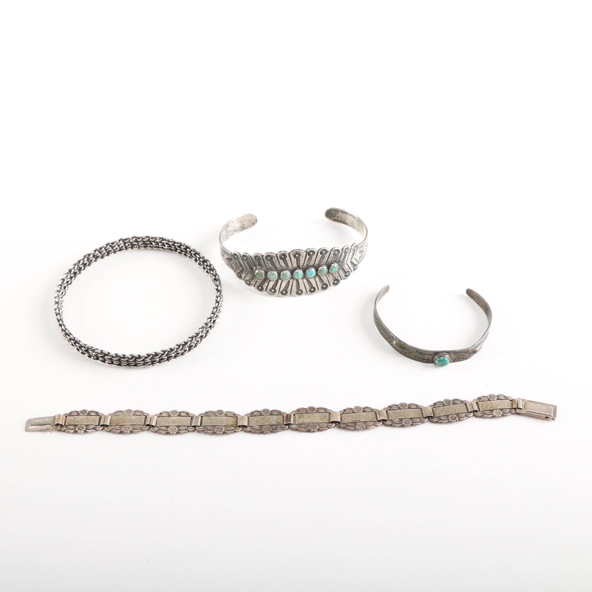 Sterling Silver Bracelets Including Turquoise